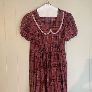 As U Wish Pink Dress with Plaid Print and Peter Pan Collar - Size 2X